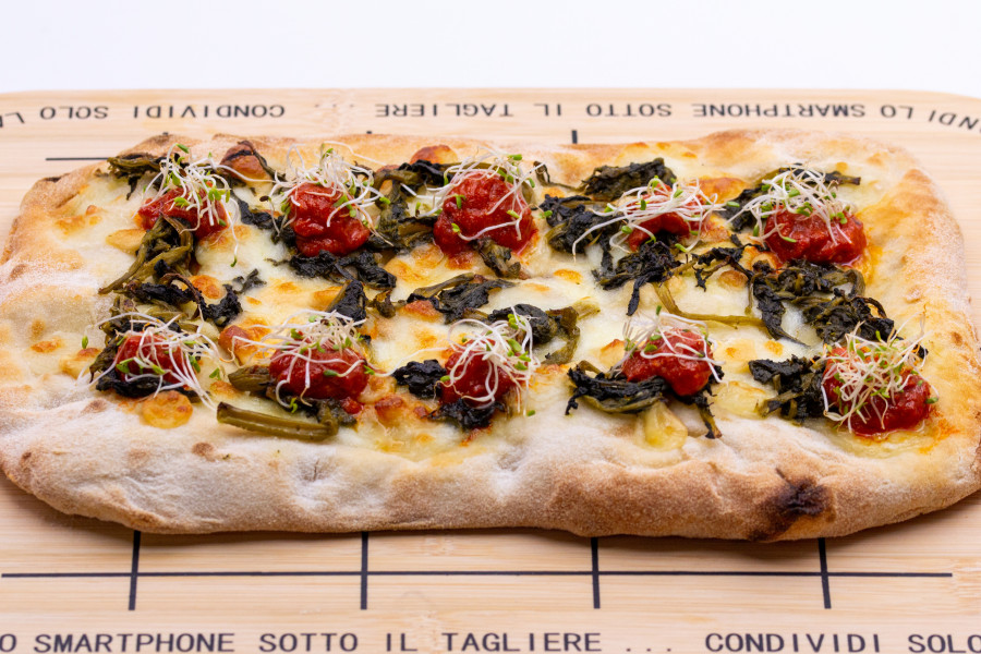 P.A.L.A. pizza with turnip tops and ‘Nduja