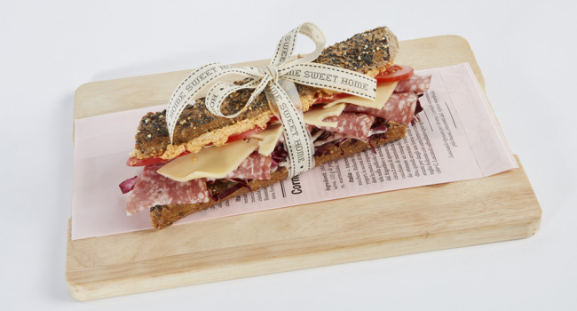 Multigrain panino with salami, emmenthal and Pizzicosa