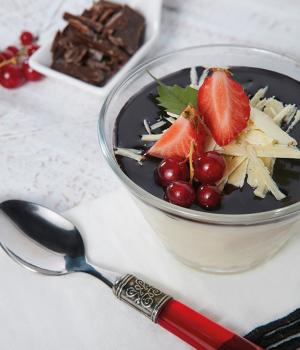 PANNA COTTA WITH  CHOCOLATE SAUCE