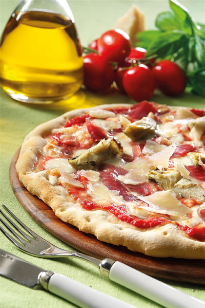 Pizza petto d'oca e carciofi