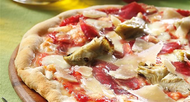 Pizza petto d'oca e carciofi