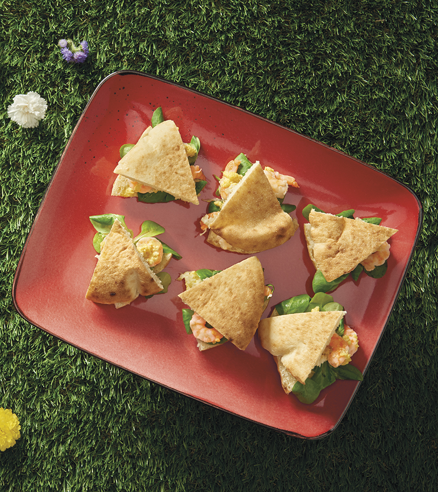 Puccia mazzancolle e pesto agli agrumi