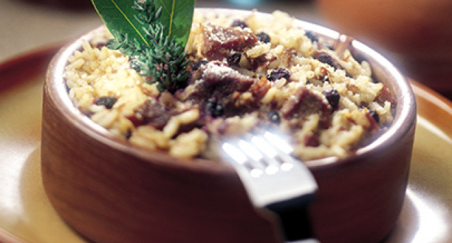 Risotto al cinghiale con mirtilli