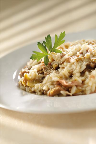 Risotto con asparagi, culatello e porcini