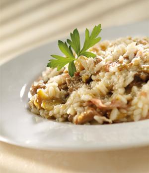 Risotto con asparagi, culatello e porcini