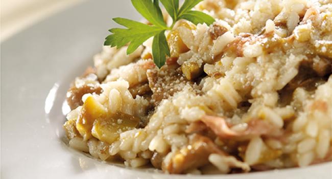 Risotto con asparagi, culatello e porcini