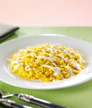 Risotto mit Safran, Spargel und Pecorino-Käse