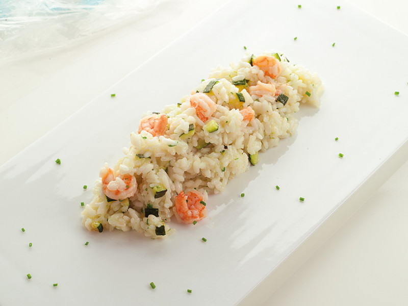 Risotto with prawns and zucchini