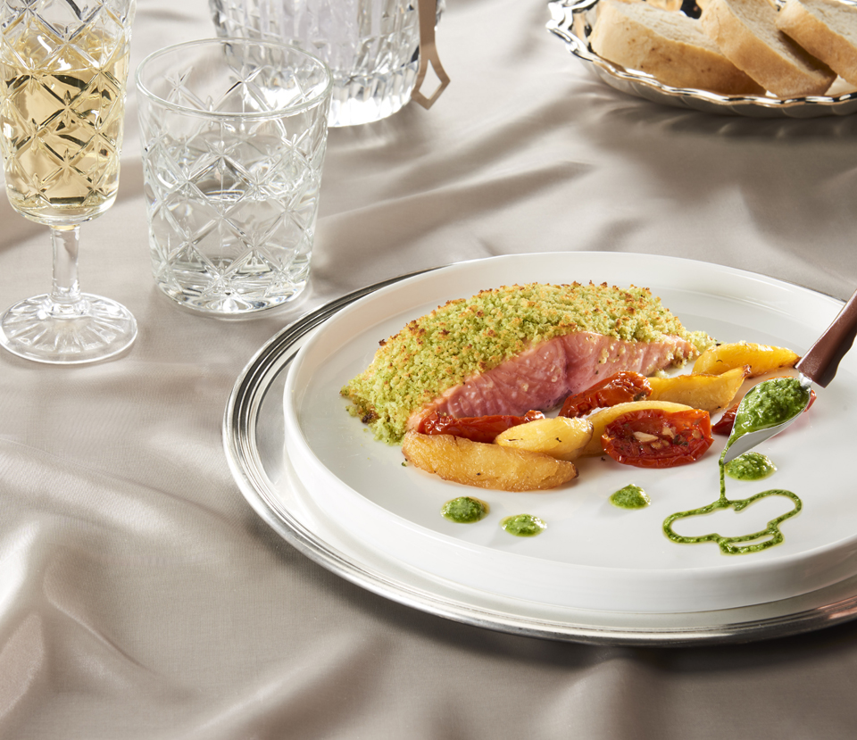 SALMONE GRATINATO ALL’AGLIO ORSINO