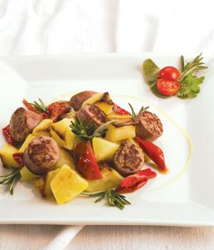 Salsiccia patate e peperoni arricciati