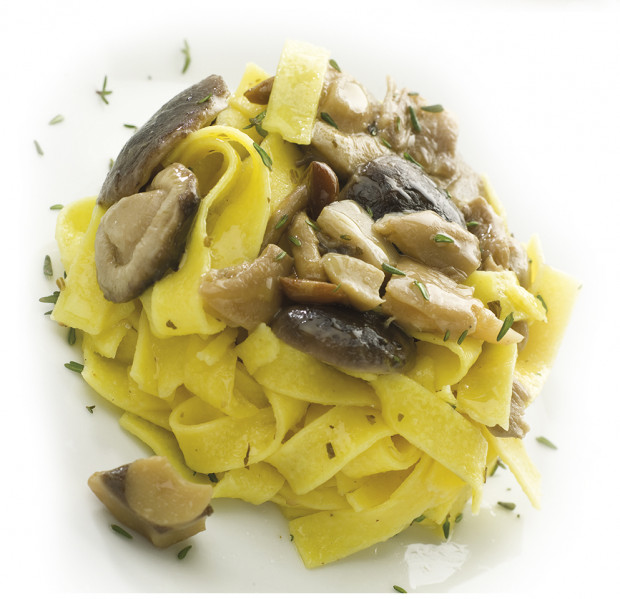 Pasta Èfungomix mit breiten Tagliatelle