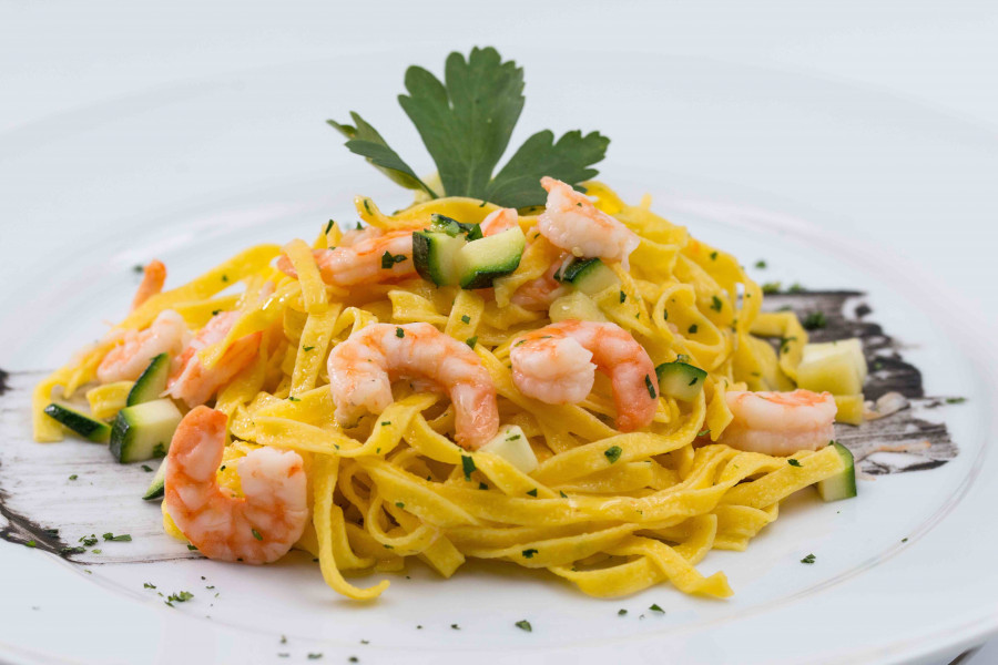 Tagliatelle with Prawns and Courgettes