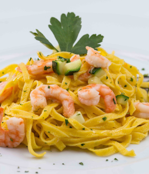Tagliatelle with Prawns and Courgettes
