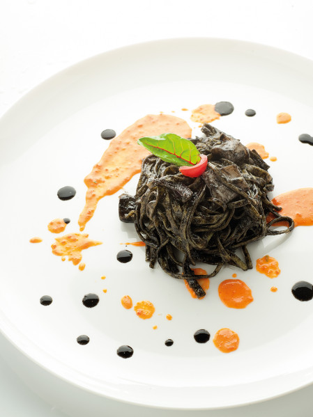 Tagliolini with cuttlefish tomato coulis