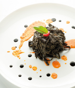 Tagliolini with cuttlefish tomato coulis