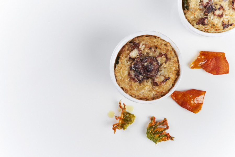 RICE TERRINE WITH  POTATOES AND OCTOPUS