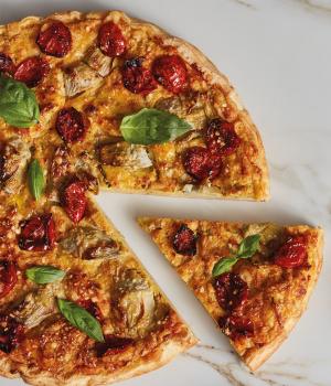 Tarte aux artichauts, tomates Dorati et provola