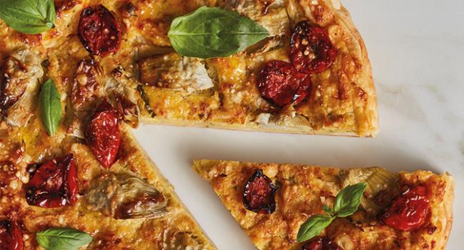 Tarte aux artichauts, tomates Dorati et provola
