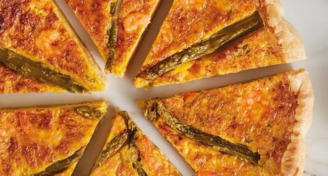 Asparagus flan with PRAWNS