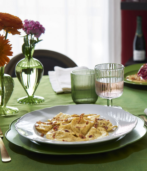 TORTELLI RIPIENI AI CARCIOFI CON CARBONARA E GUANCIALE