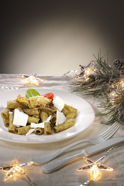 Tortiglioni with Sausages, Nettles and Crispy Artichokes
