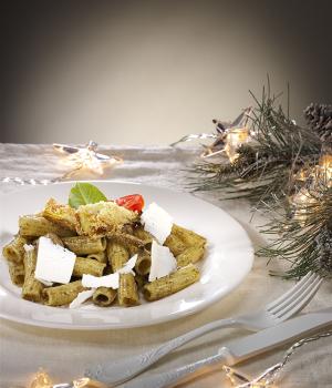 Tortiglioni with Sausages, Nettles and Crispy Artichokes