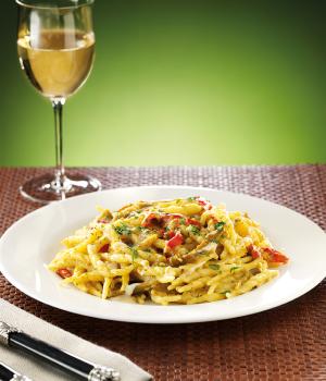 Trofie with mediterranean sauce