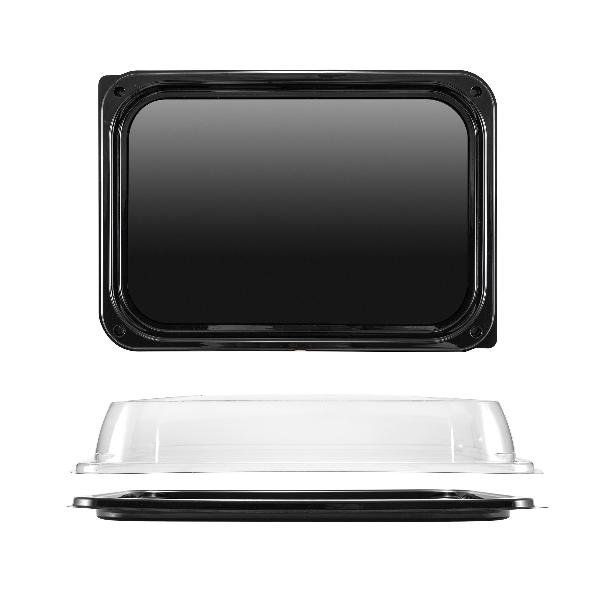 Vassoio rettangolare nero + Coperchio ad incastro