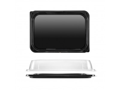 Vassoio rettangolare nero + Coperchio ad incastro