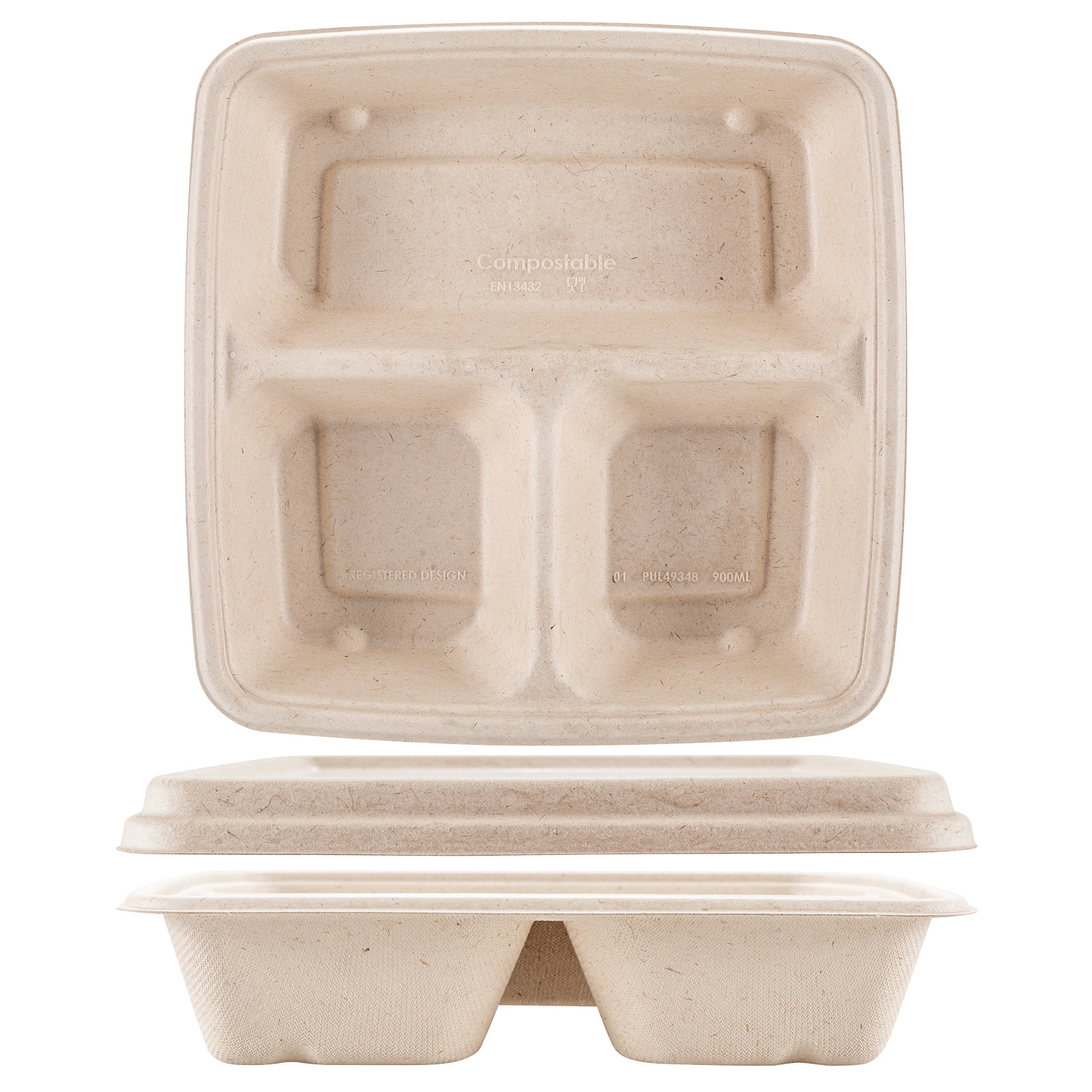 Piatto quadrato 3 scomparti